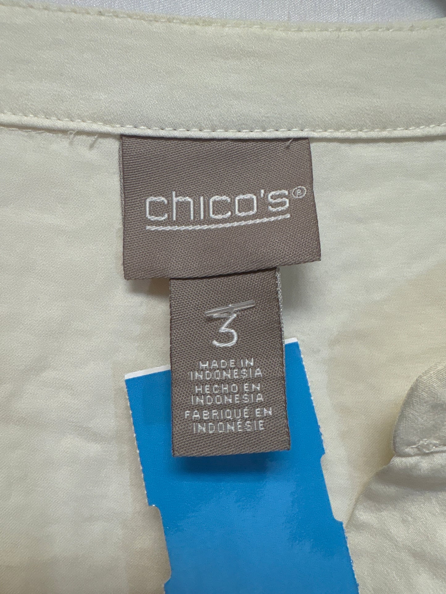 Top 3/4 Sleeve By Chicos In Cream, Size: Xl