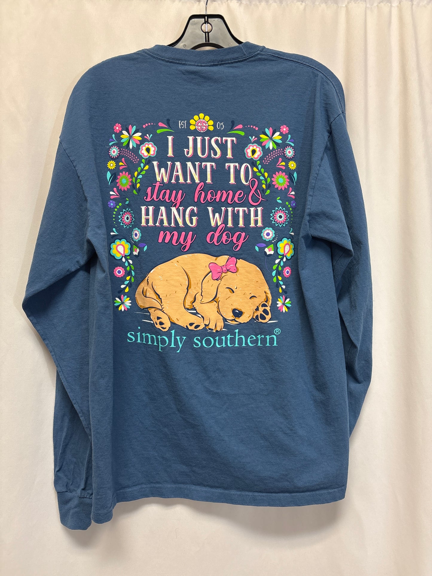 Top Long Sleeve By Simply Southern In Blue, Size: L