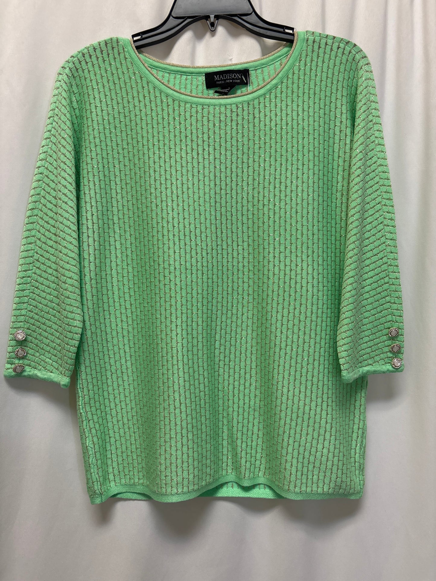 Top 3/4 Sleeve By Madison In Green, Size: S