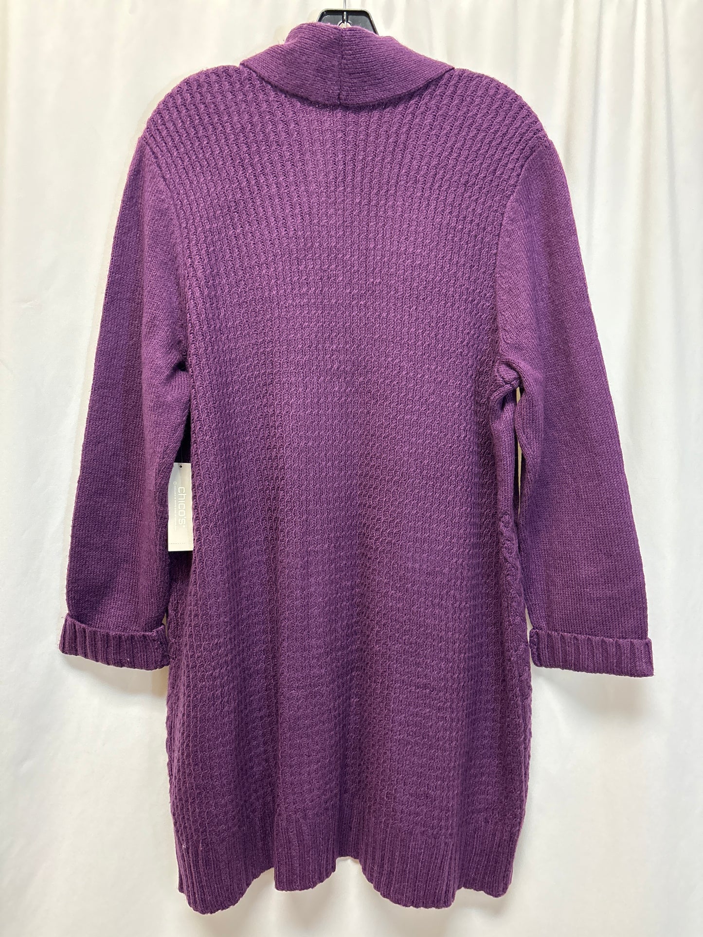 Sweater Cardigan By Chicos In Purple, Size: Xl