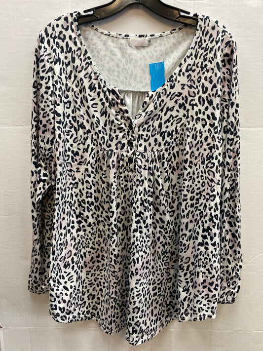 Top Long Sleeve By Cmf In Animal Print, Size: 2x