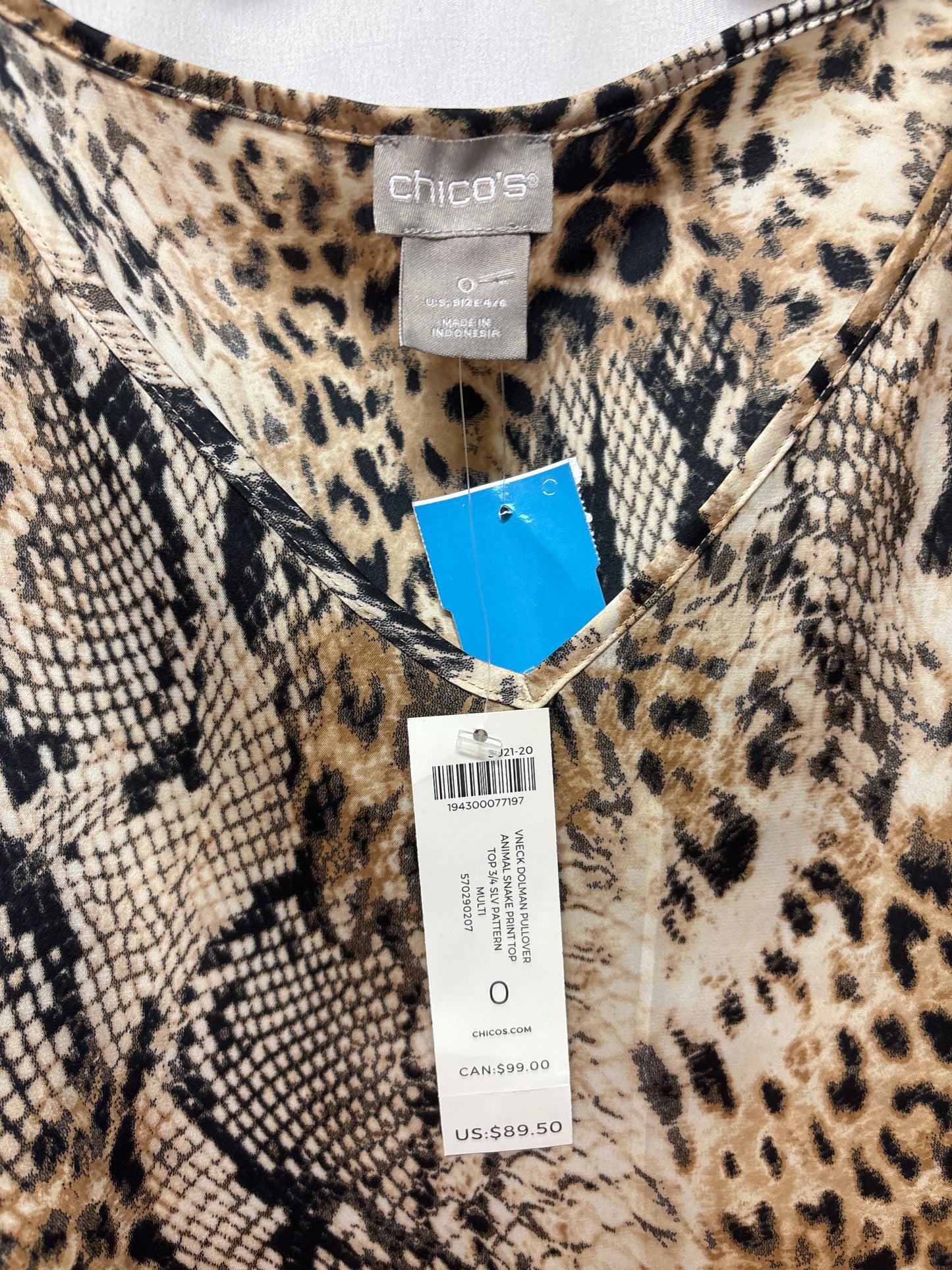 Top Short Sleeve By Chicos In Animal Print, Size: S