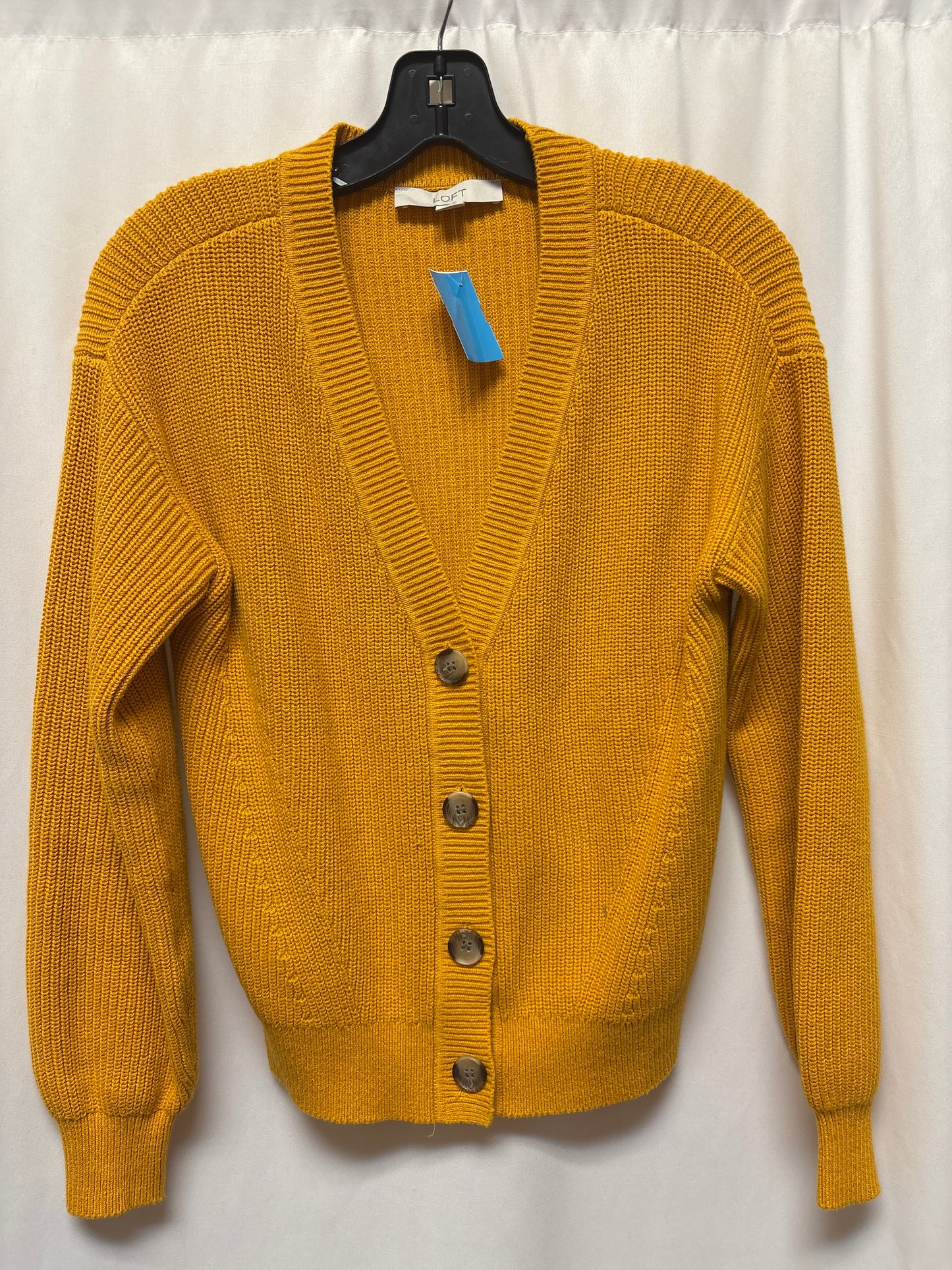 Sweater Cardigan By Loft In Yellow, Size: S