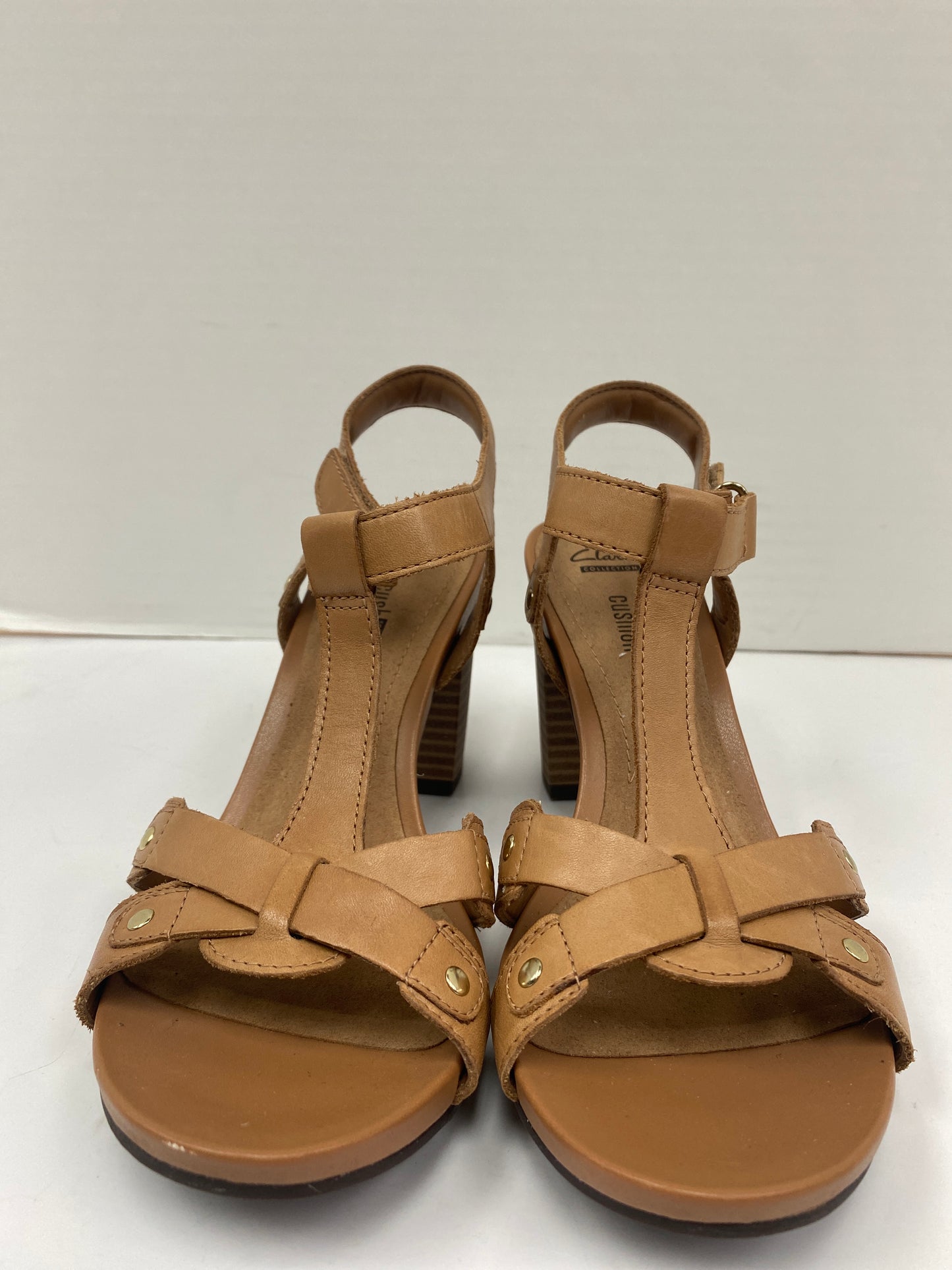 Sandals Heels Block By Clarks In Brown, Size: 7.5