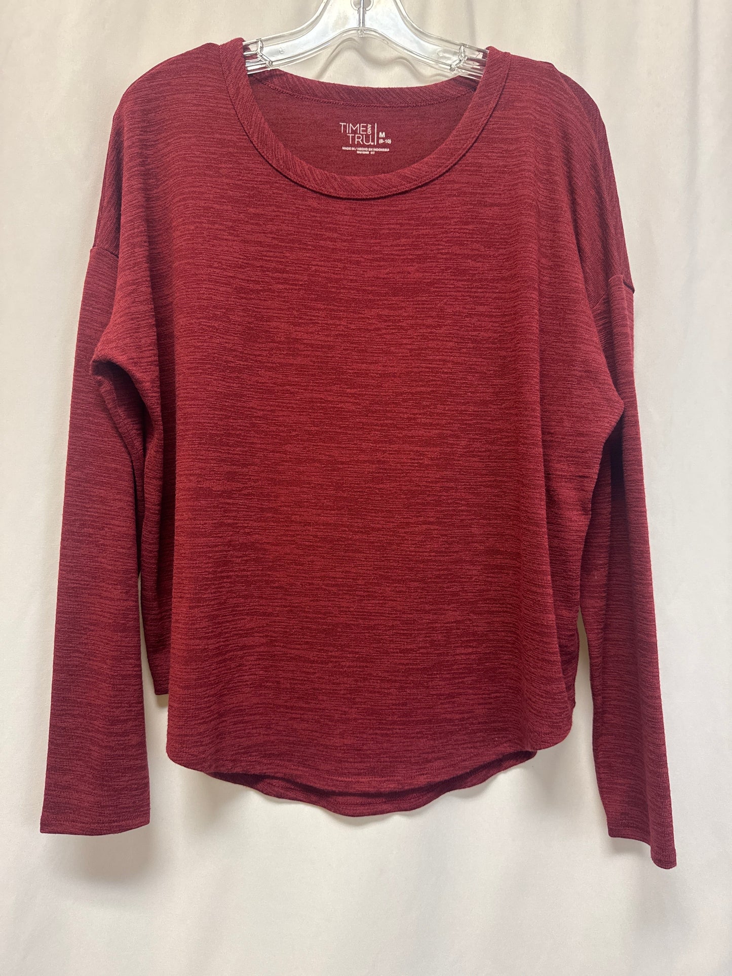 Top Long Sleeve By Time And Tru In Red, Size: M